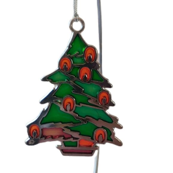 Vtg Stained Glass Christmas Tree Ornament Russ Berrie Holiday Highlights Acrylic - Picture 8 of 16